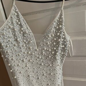 Elegant Pearl and Rhinestone Embellished Dress